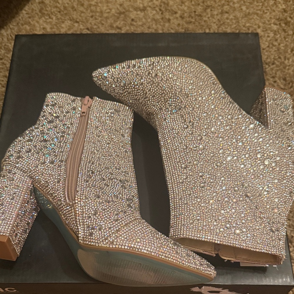 Betsy Johnson Sparkling Rhinestone Heeled Boots